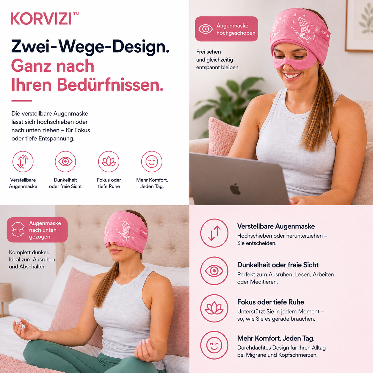 Korvizi™ – Migräne-Kühlkappe mit Augenmaske